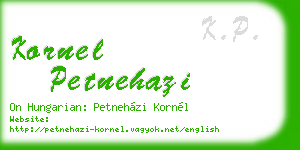 kornel petnehazi business card